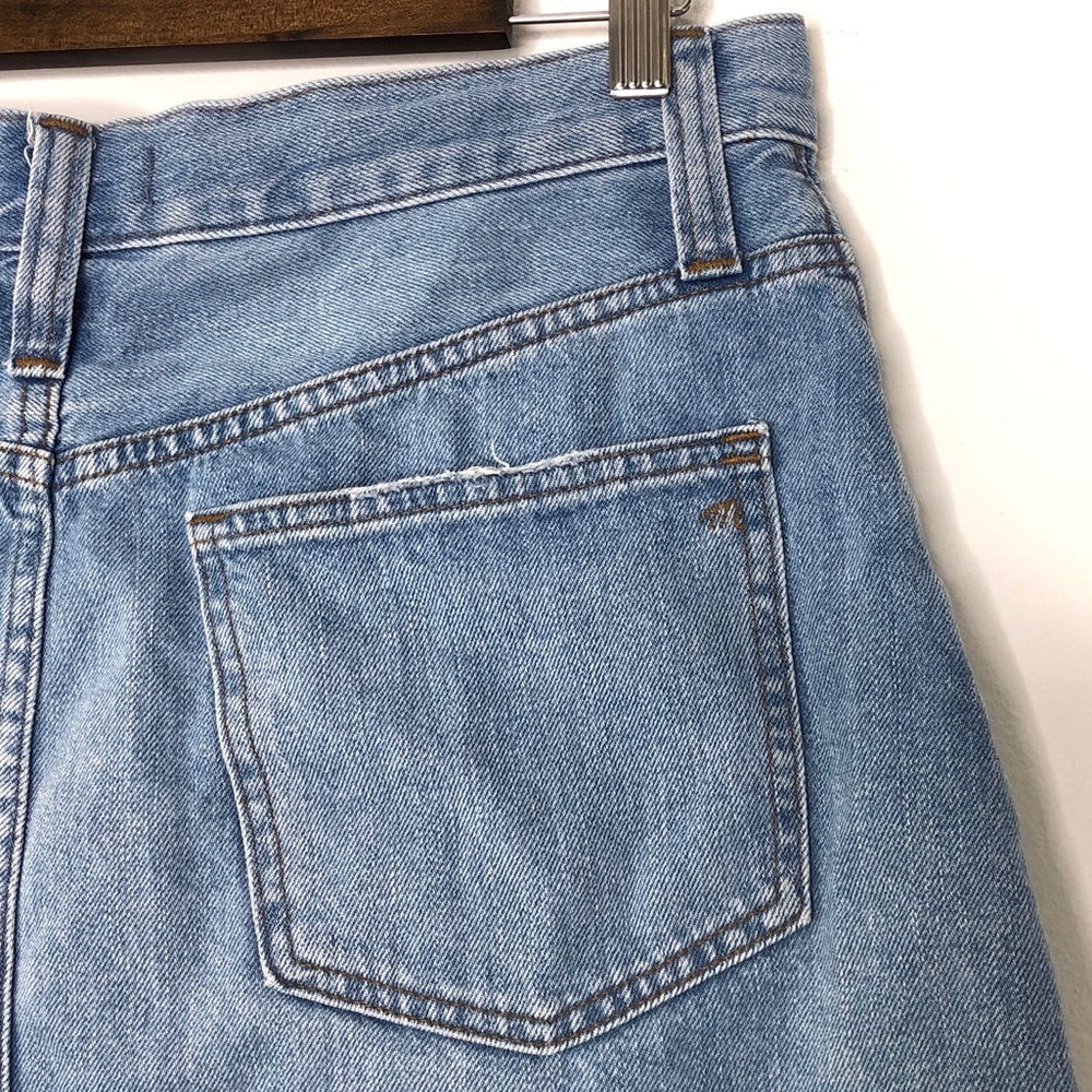 Madewell Rigid Denim A-Line Frayed Hem Mini Skirt in Lovell Light Wash Size 29 - Picture 9 of 11